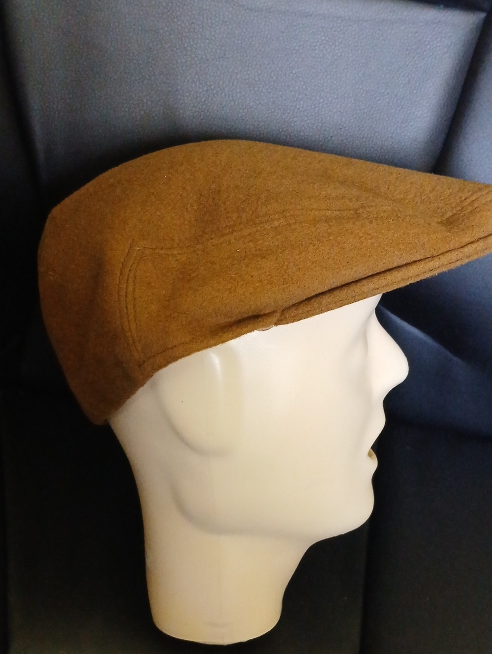 Men's Wool Cashmere Flat Cap in Camel Brown